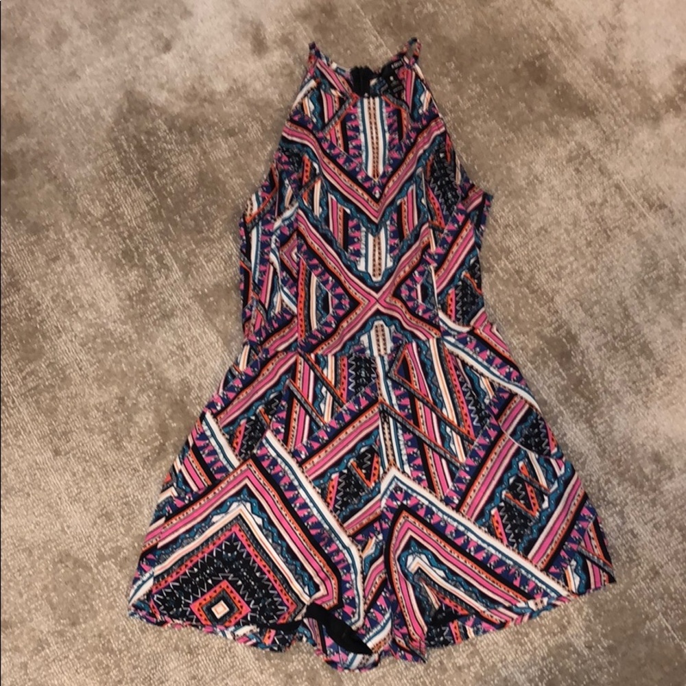 Aqua printed geometric Aztec romper